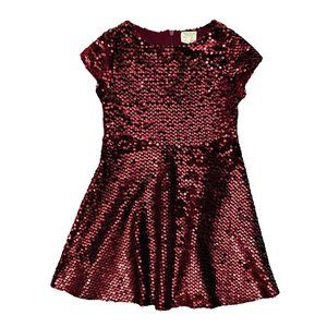 Zara Wine Red Sequin Cap Sleeve Party Dress